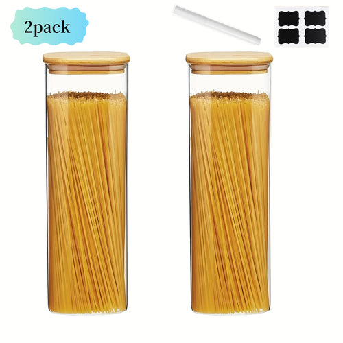 2/4-Pack 1450ml Square Glass Jars, Glass Storage Containers with Lids,
