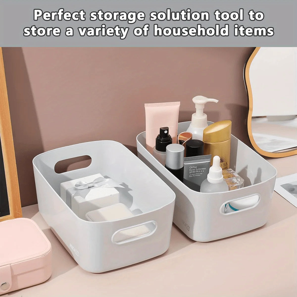 4pcs Stackable Plastic Storage Bins-Durable Rectangular Organizers for