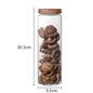 1 PC Small Glass Storage Jars with Airtight Lids,  coffee container with Wooden Lid, Glass Pantry Canister for Beans, Rice,Sugar