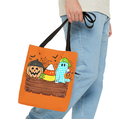 Halloween Candy Ghost Tote Bag — Cute Pumpkin & Candy Corn Trick-or-Treat Tote
