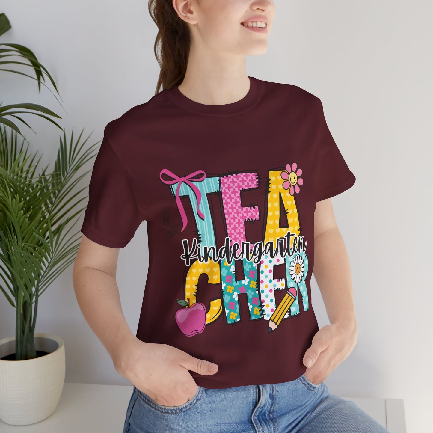 Kindergarten Teacher T‑Shirt – Cute Floral 'Kindergarten Teacher' Graphic Tee