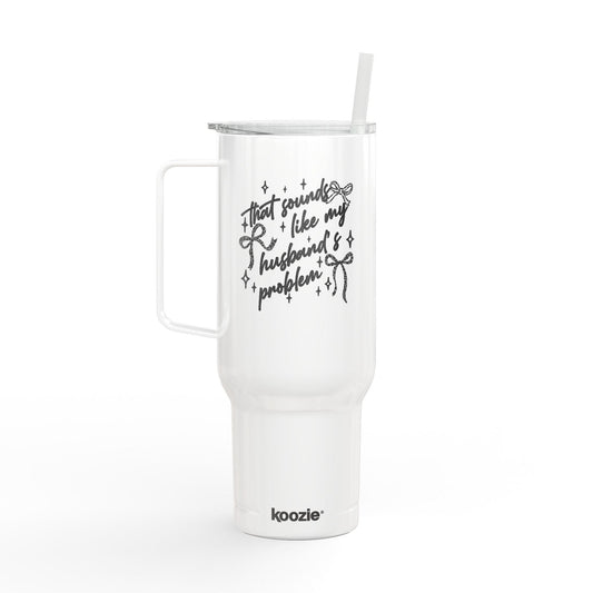 40oz Engraved Insulated Tumbler with Lid & Straw — Drip Script Design