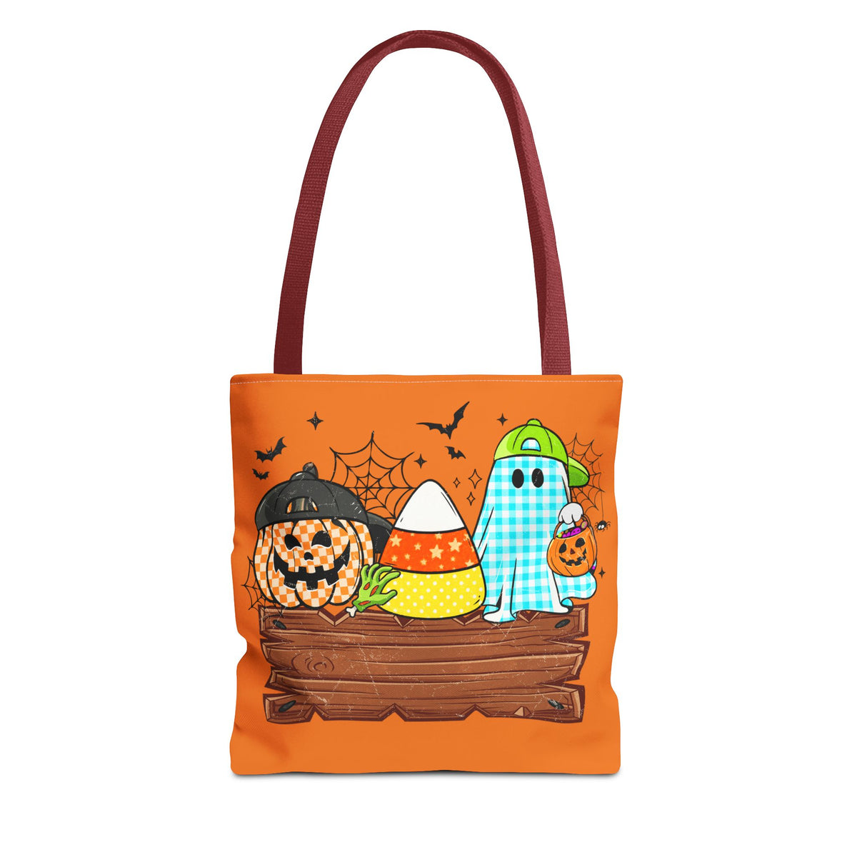 Halloween Candy Ghost Tote Bag — Cute Pumpkin & Candy Corn Trick-or-Treat Tote