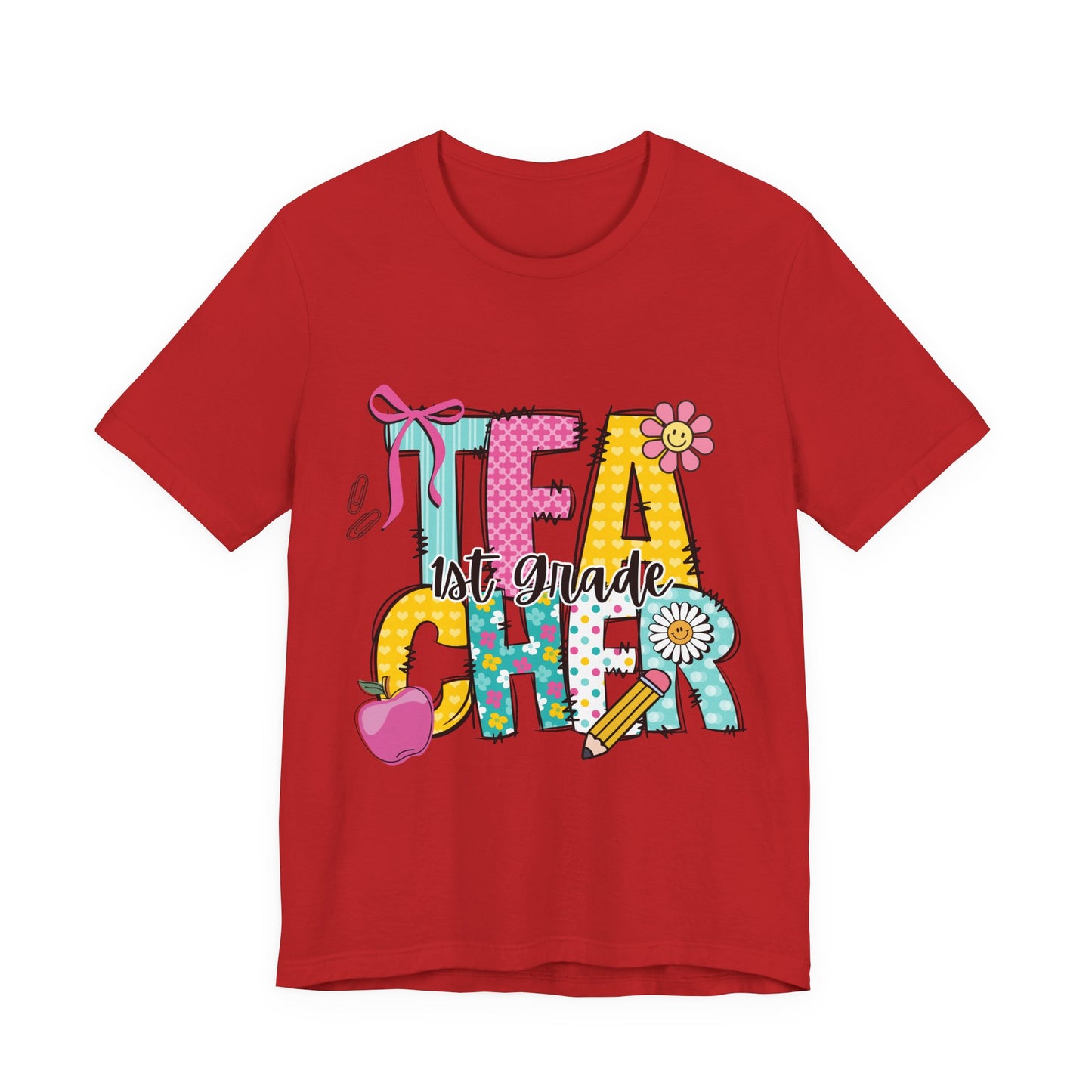 1st Grade Teacher T‑Shirt – 'Tea Cher' Cute School Staff Gift