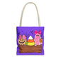 Halloween Candy Tote Bag — Cute Pumpkin, Candy Corn & Ghost Design on Purple