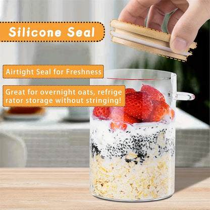 1/2/3/4pcs Airtight Glass Jars with Bamboo Lids and Spoons 18oz Transparent Glass Bulk Food Storage Jar for Spices, Beans, Tea