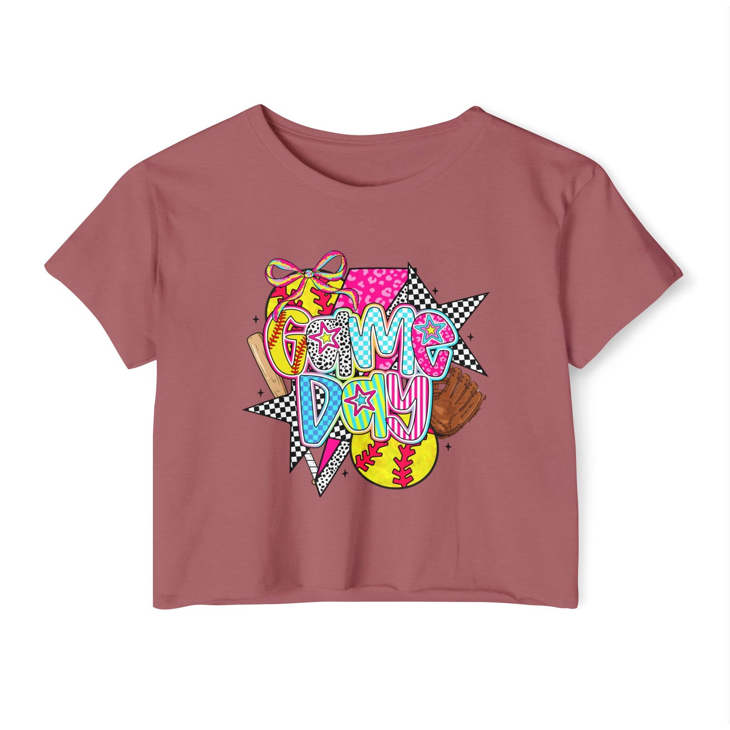 Game Day Crop Top — Colorful Softball & Baseball Festival Tee