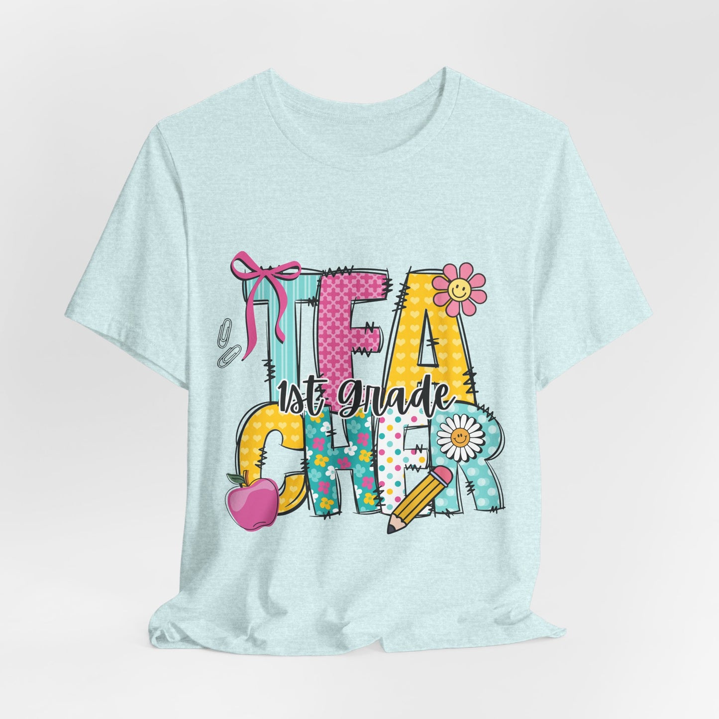 1st Grade Teacher T‑Shirt – 'Tea Cher' Cute School Staff Gift