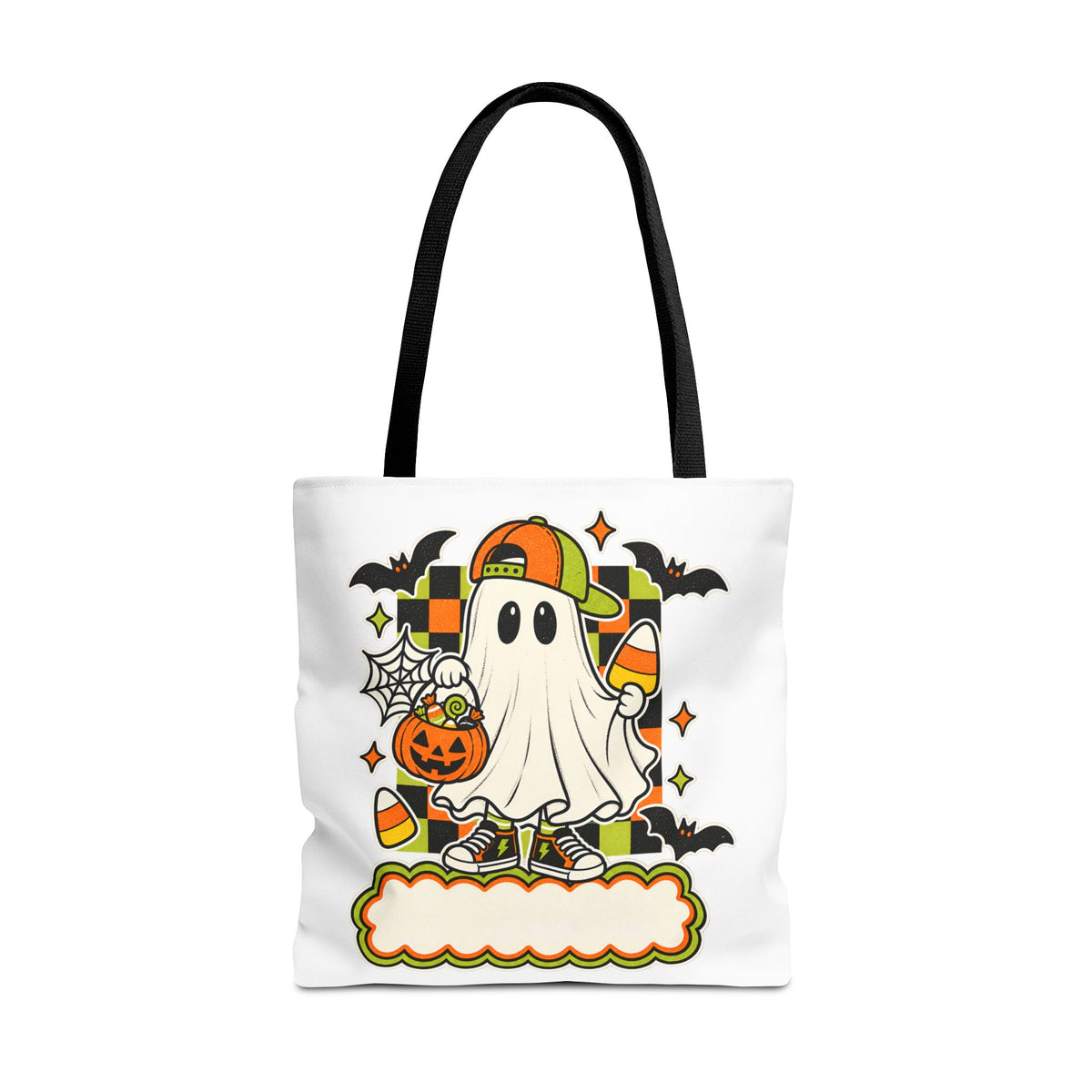 Halloween Ghost Candy Tote Bag — Cute Trick-or-Treat Pumpkin & Candy Corn Design