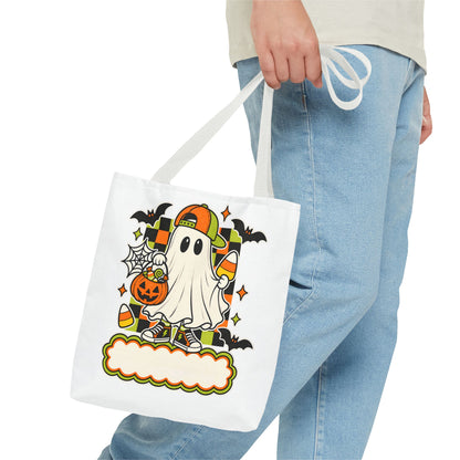 Halloween Ghost Candy Tote Bag — Cute Trick-or-Treat Pumpkin & Candy Corn Design