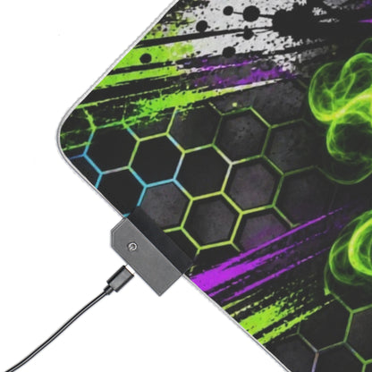 LED Gaming Mouse Pad — Neon Controller RGB Desk Mat with Crown Graphic