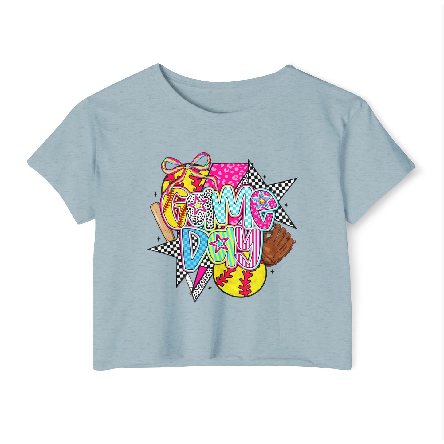 Game Day Crop Top — Colorful Softball & Baseball Festival Tee
