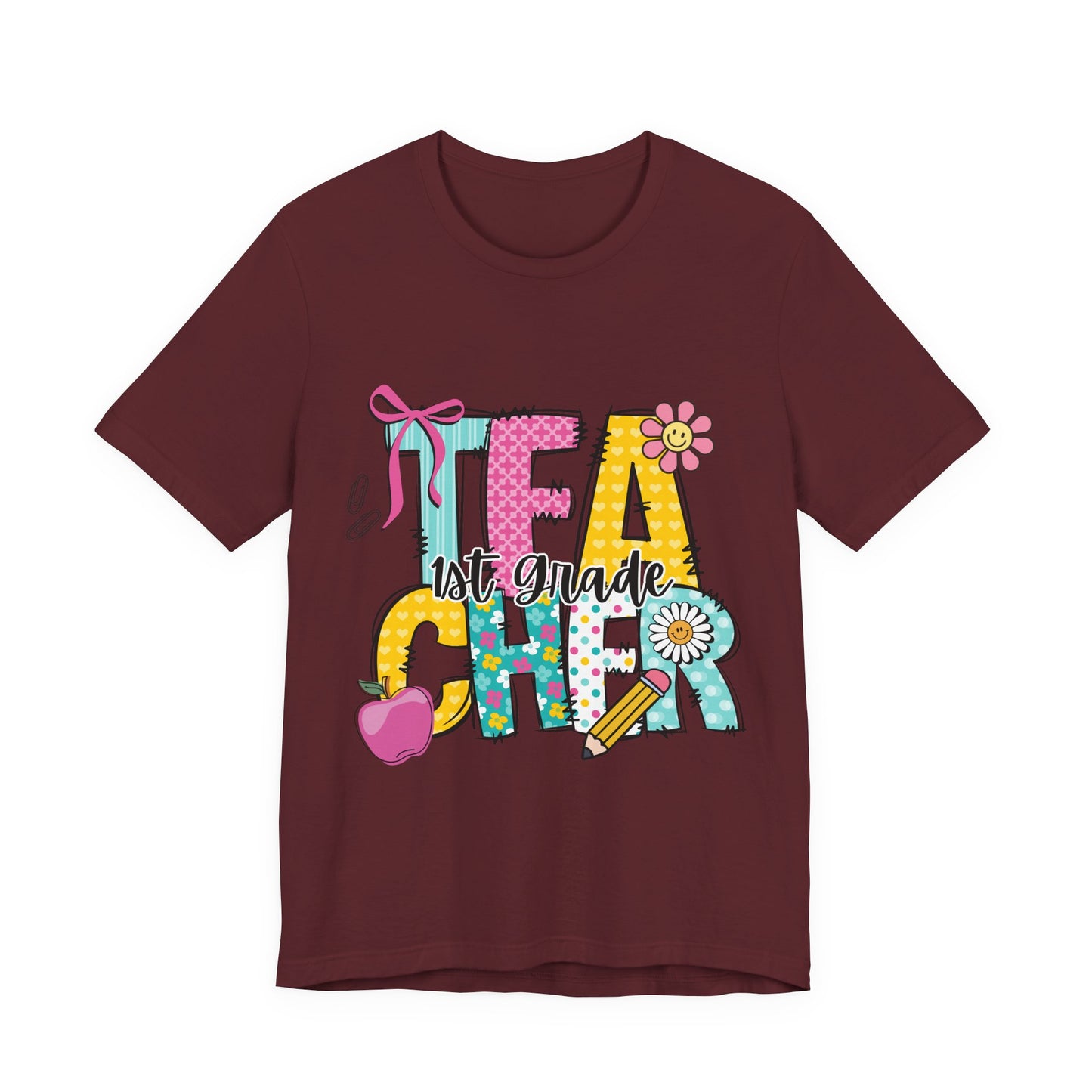 1st Grade Teacher T‑Shirt – 'Tea Cher' Cute School Staff Gift