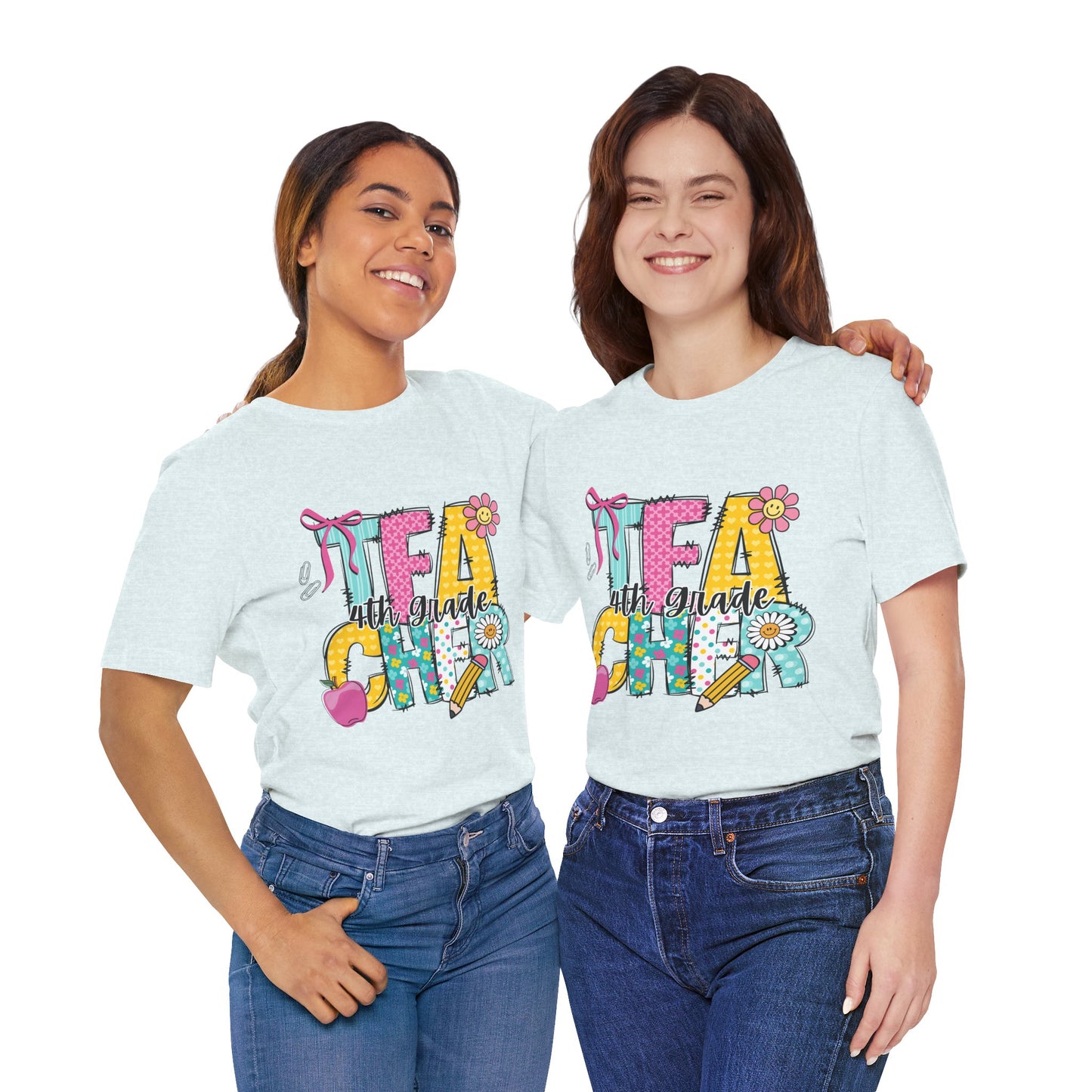 4th Grade Teacher Tee — Cute Colorful "Lead 4th Grade" School Teacher Shirt