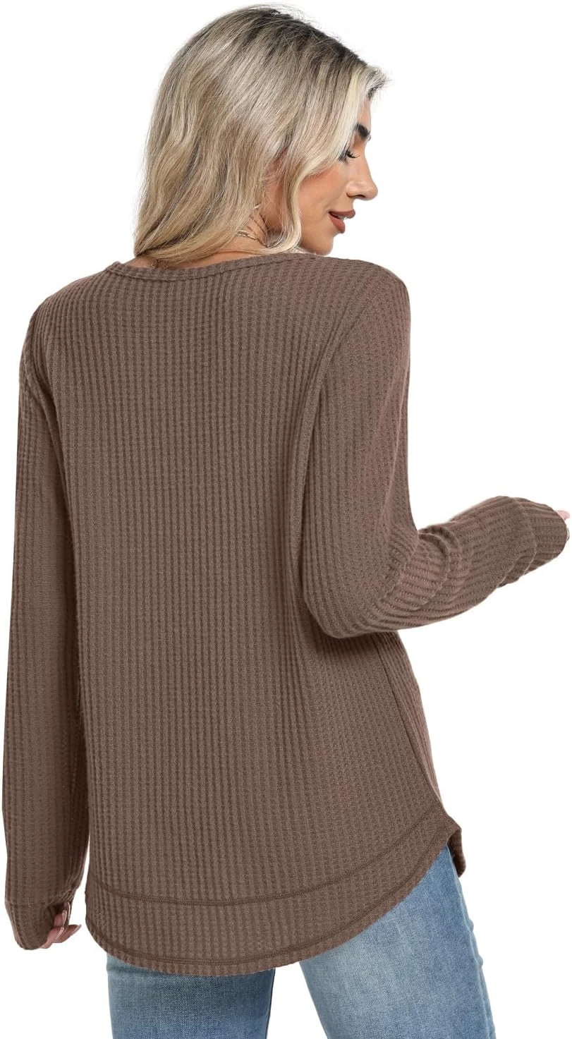 Waffle Knit Long Sleeve Tunic