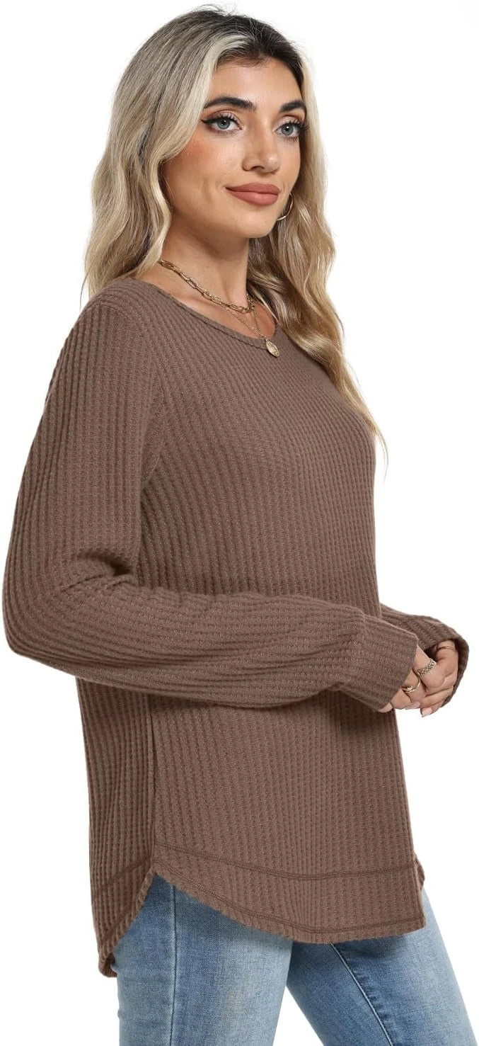 Waffle Knit Long Sleeve Tunic
