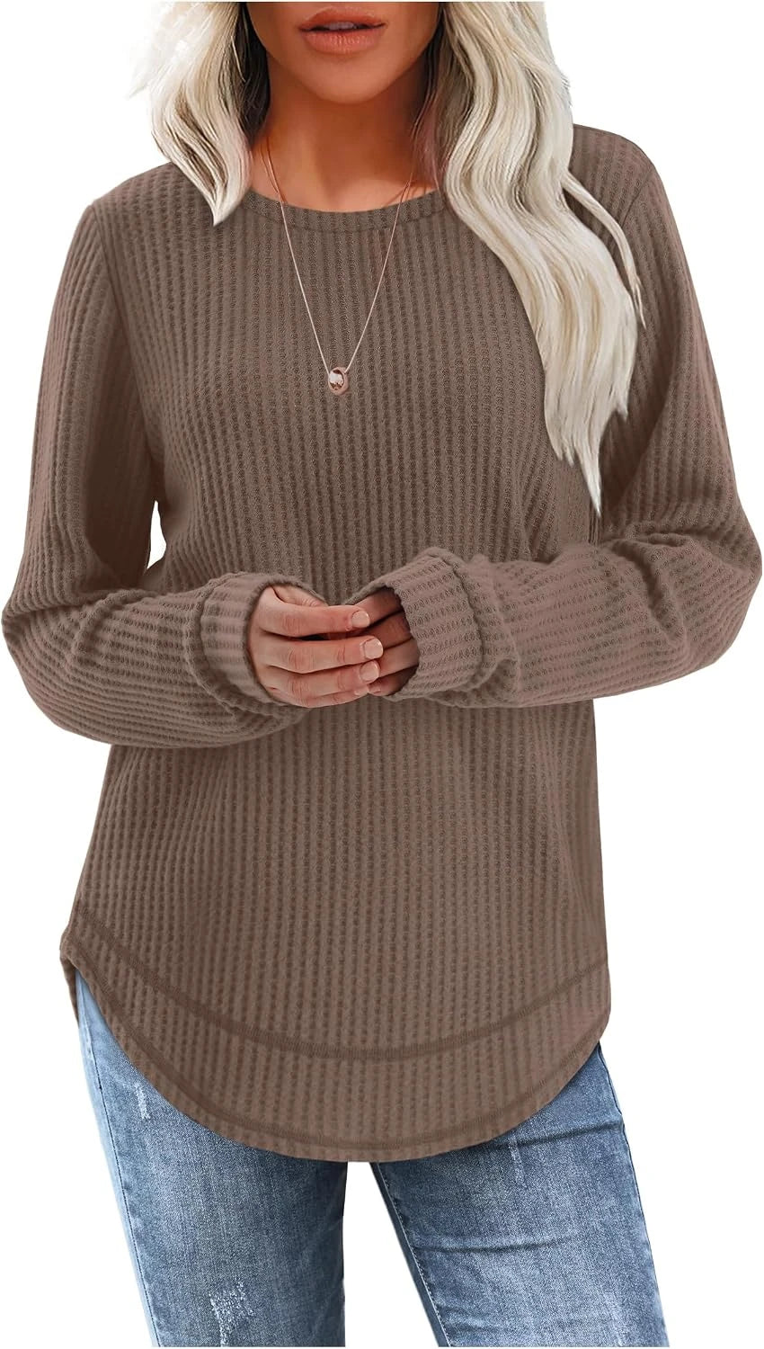 Waffle Knit Long Sleeve Tunic