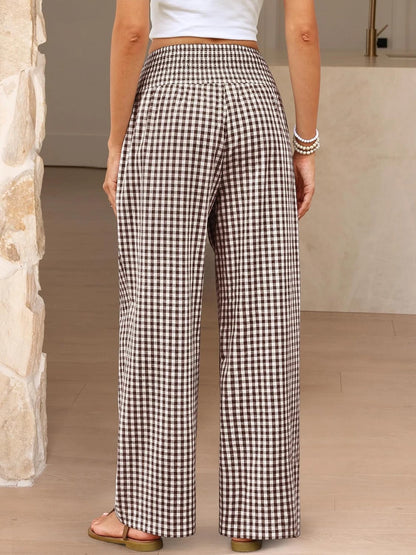 Anrabess Striped Gingham Palazzo Pants