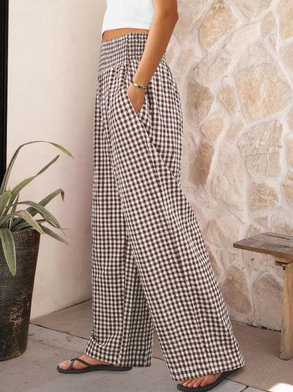 Anrabess Striped Gingham Palazzo Pants
