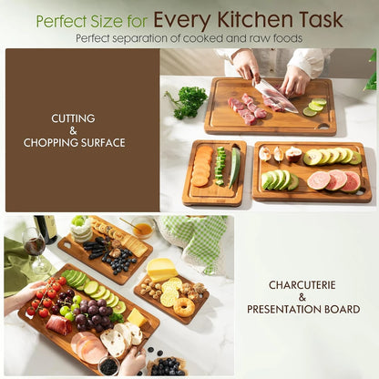 Deep-Carbonized Bamboo Cutting Board Set