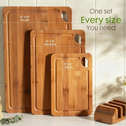Deep-Carbonized Bamboo Cutting Board Set