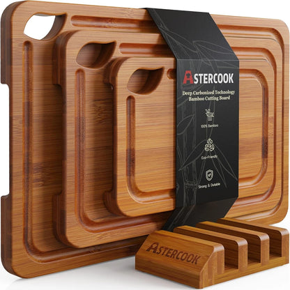 Deep-Carbonized Bamboo Cutting Board Set