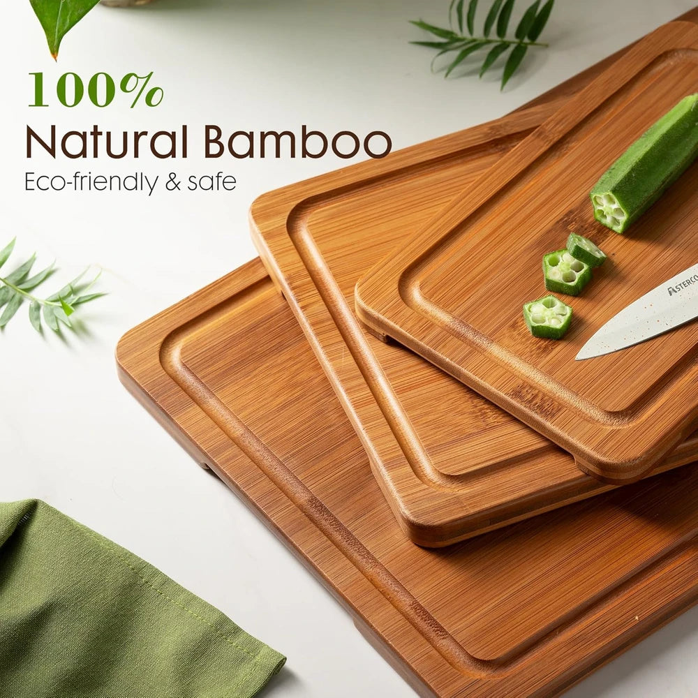 Deep-Carbonized Bamboo Cutting Board Set