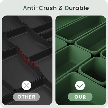 Green Plastic Drawer Organizer Set