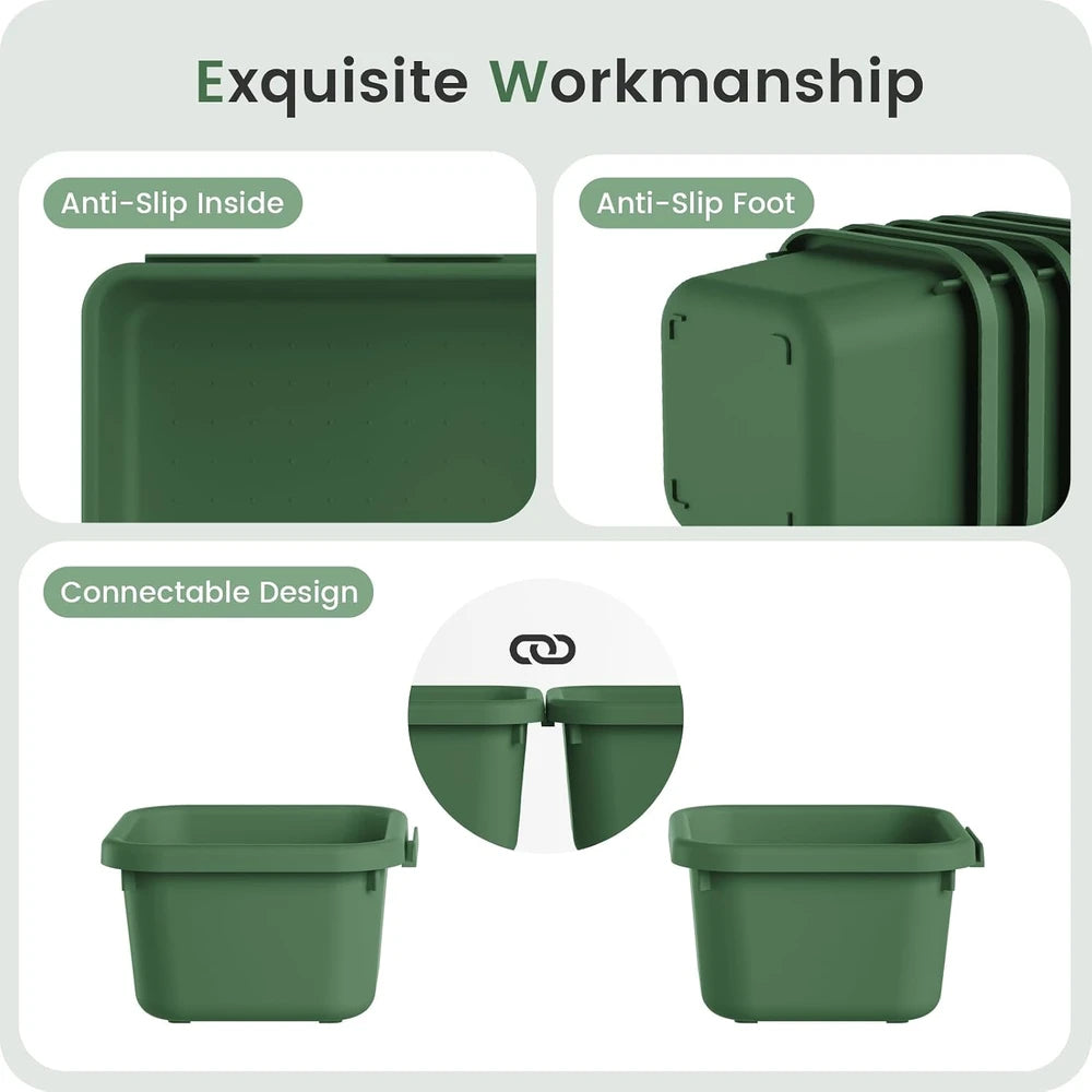 Green Plastic Drawer Organizer Set