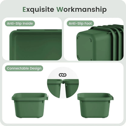 Green Plastic Drawer Organizer Set