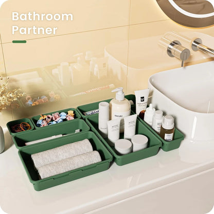 Green Plastic Drawer Organizer Set
