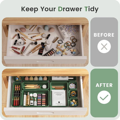 Green Plastic Drawer Organizer Set