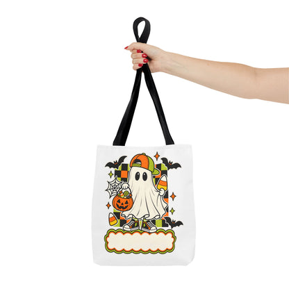 Halloween Ghost Candy Tote Bag — Cute Trick-or-Treat Pumpkin & Candy Corn Design
