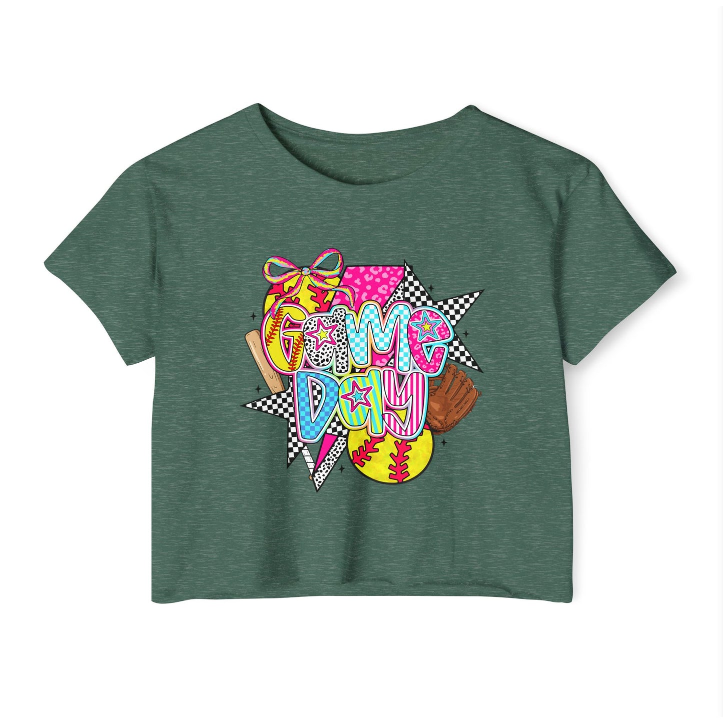 Game Day Crop Top — Colorful Softball & Baseball Festival Tee