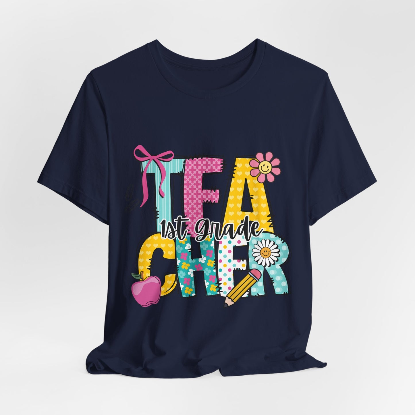 1st Grade Teacher T‑Shirt – 'Tea Cher' Cute School Staff Gift