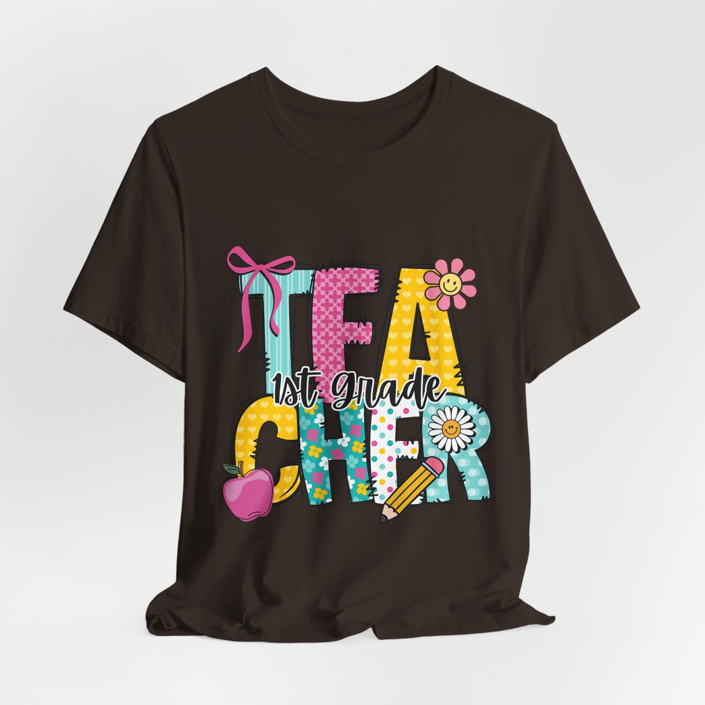 1st Grade Teacher T‑Shirt – 'Tea Cher' Cute School Staff Gift