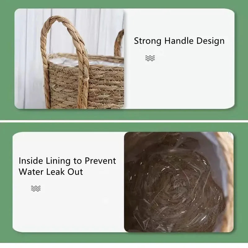 Natural Wicker Planter Basket  Flower Pot Rattan Straw Flower Basket For  Home Garden Decoration 20/25/30CM