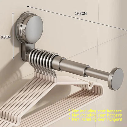 AOBT Hanger Storage Rack No-Drill Suction Cup Installation,Folding Rack Retractable Adjustable Length Home Use Hanger,Container