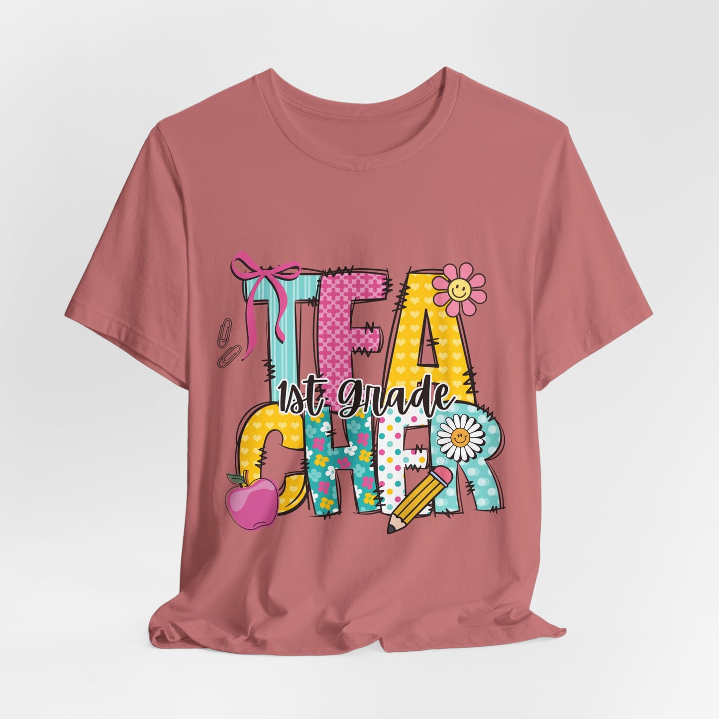 1st Grade Teacher T‑Shirt – 'Tea Cher' Cute School Staff Gift