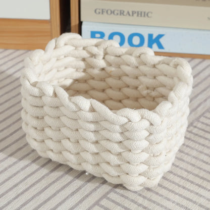 Handmade Cotton Rope Storage Sundries Clothing Cosmetic Organizer Book Toy Desktop Storages Nordic Style Home Decor