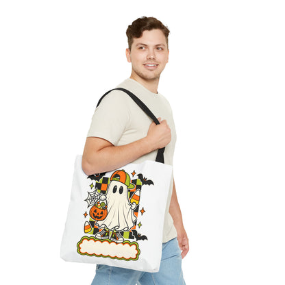 Halloween Ghost Candy Tote Bag — Cute Trick-or-Treat Pumpkin & Candy Corn Design