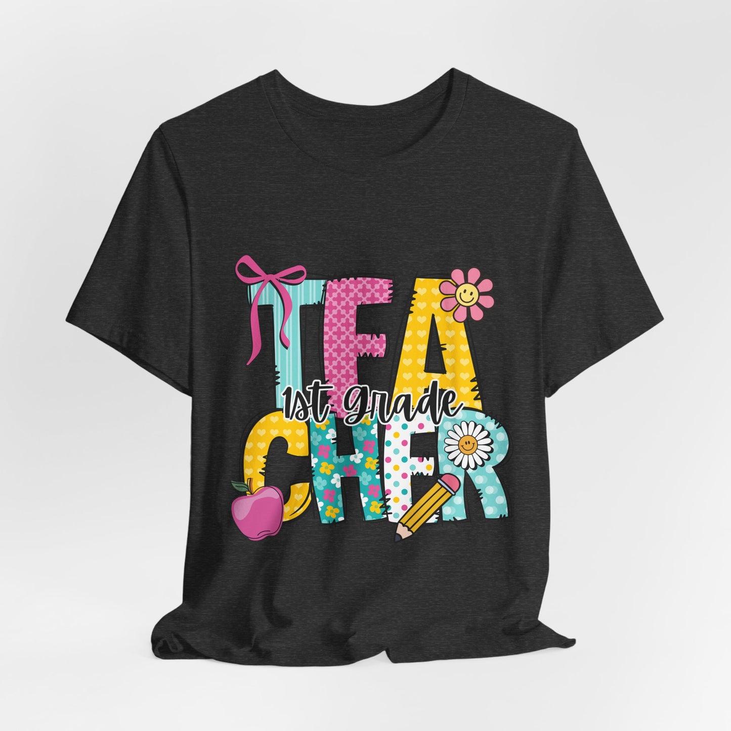 1st Grade Teacher T‑Shirt – 'Tea Cher' Cute School Staff Gift