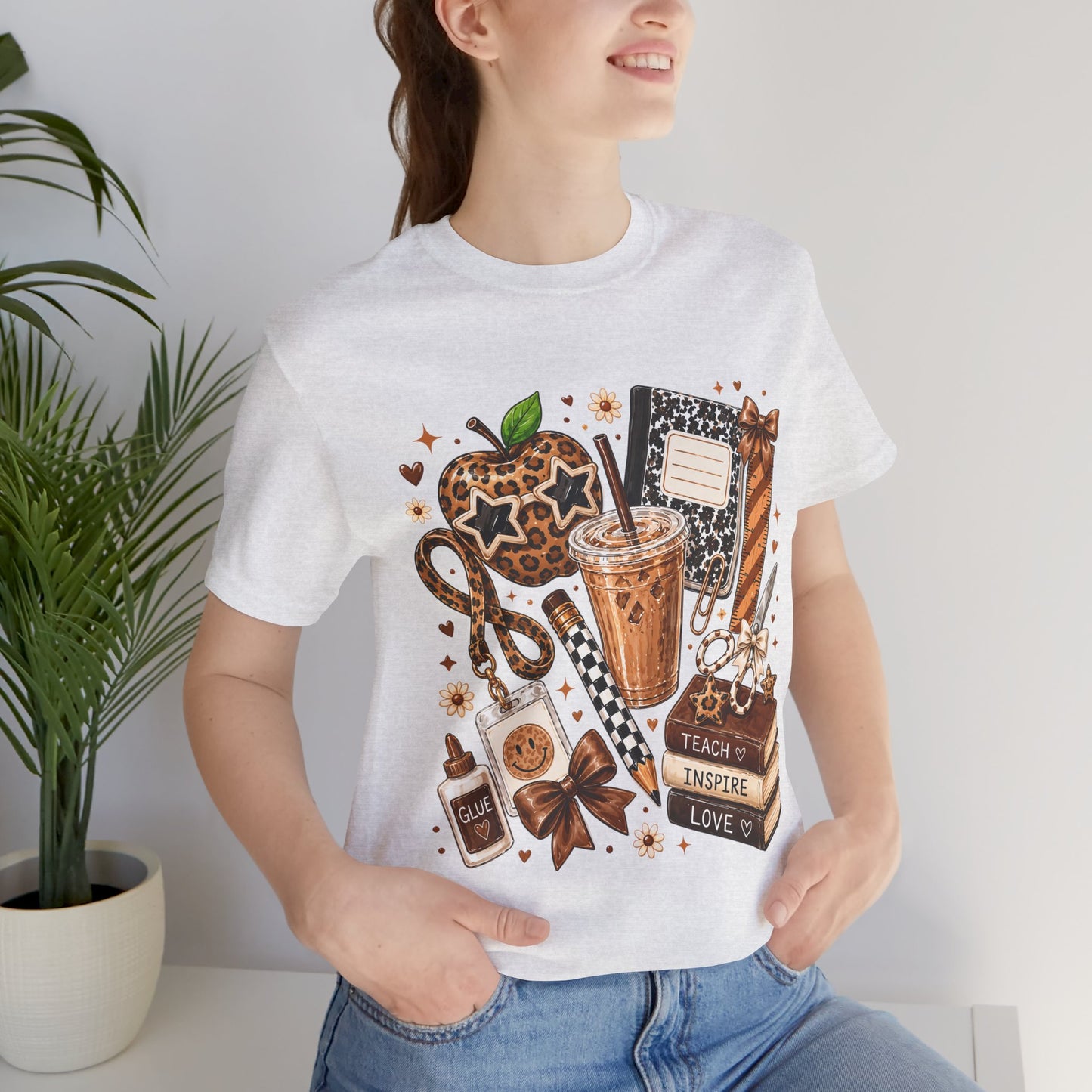Teacher Cozy Coffee T-Shirt — Teach Inspire Love Illustration