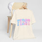 First Baby Milestone Tee — Pastel Floral "FIRST" Newborn Photo Shirt