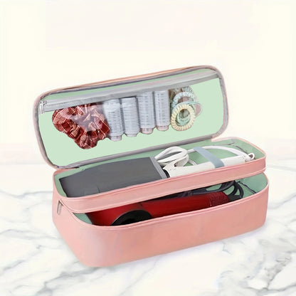 Pink lady portable large-capacity hair dryer curling iron double-layer storage bag, one set