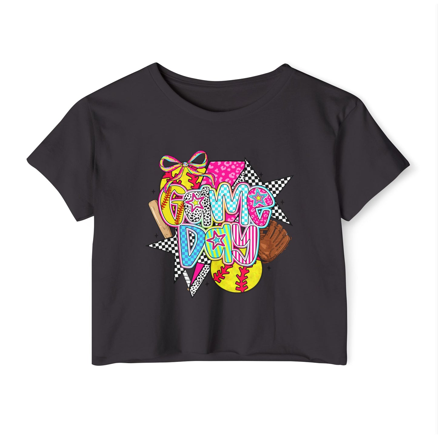 Game Day Crop Top — Colorful Softball & Baseball Festival Tee
