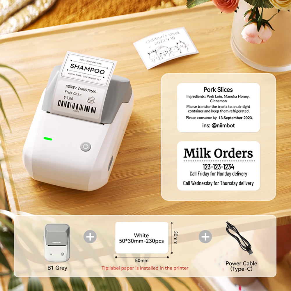 Niimbot B1/B1 PRO Thermal Label Printer Wireless Self-adhesive Bluetooth Inkless Label Maker for Business Price-Tag Sticker
