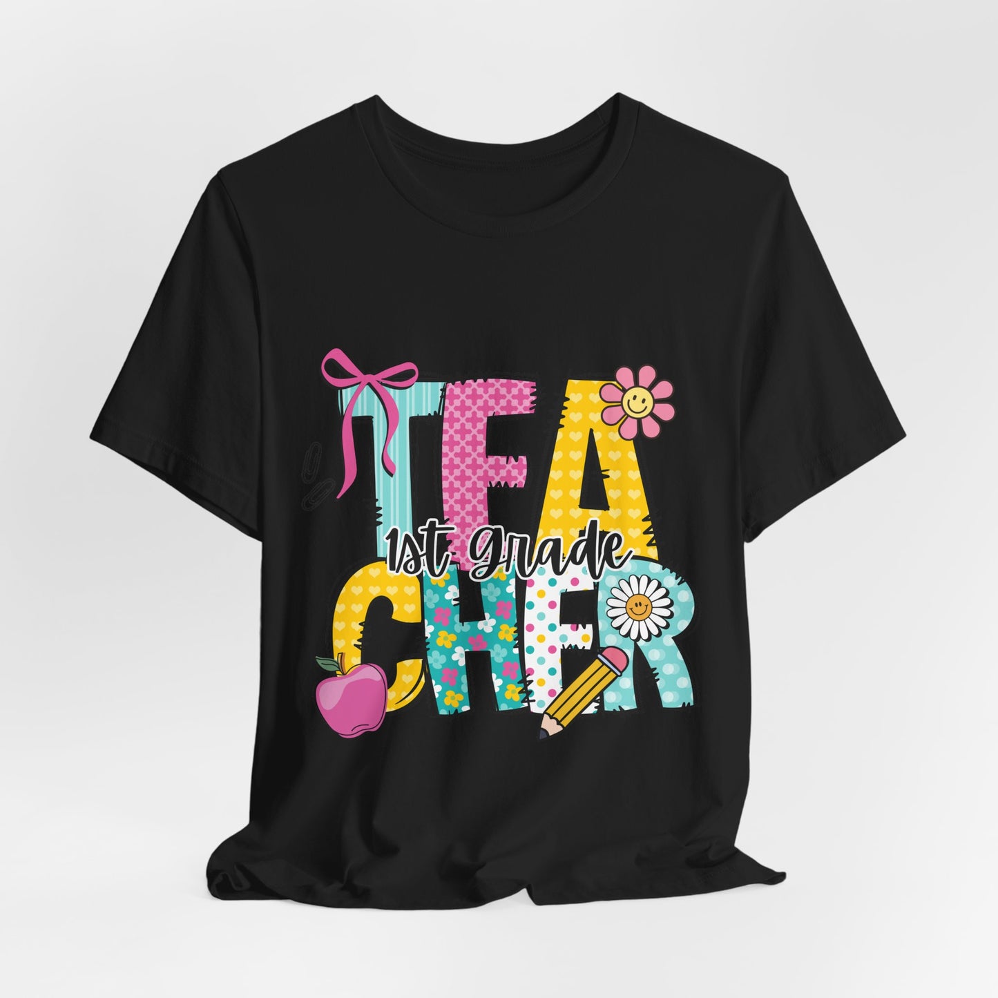 1st Grade Teacher T‑Shirt – 'Tea Cher' Cute School Staff Gift