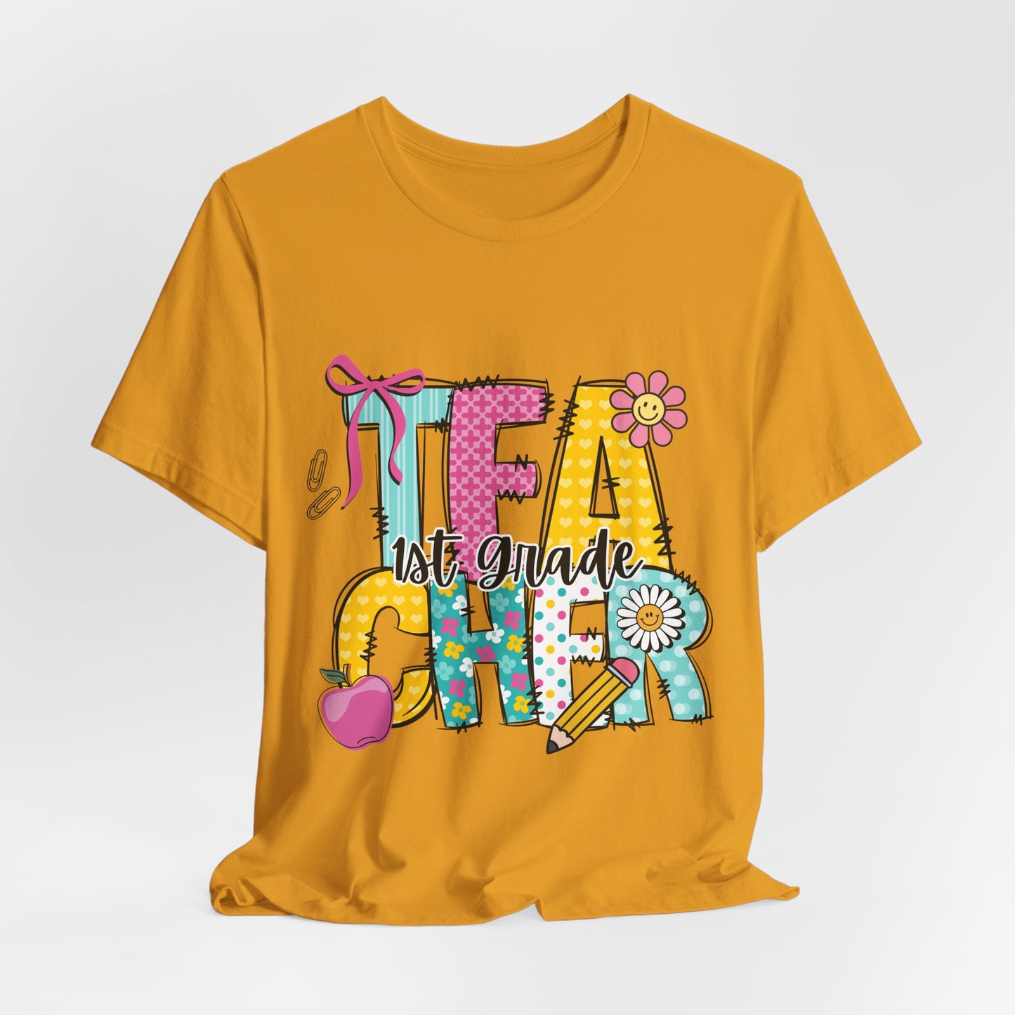 1st Grade Teacher T‑Shirt – 'Tea Cher' Cute School Staff Gift