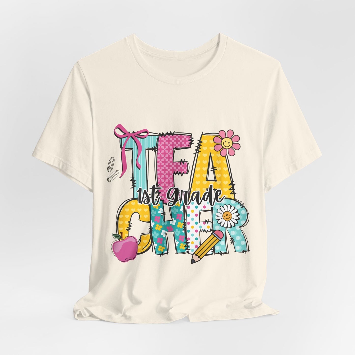 1st Grade Teacher T‑Shirt – 'Tea Cher' Cute School Staff Gift
